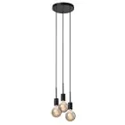 Nordlux Paco Pendelarmatuur Metaal 3-Spot Zwart | Geschikt voor 3x E27